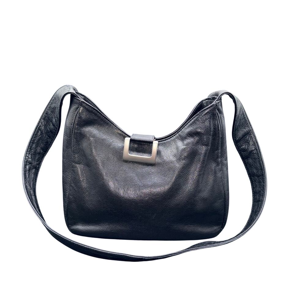 Brizzolari Black Leather Hobo Shoulder Bag Made In Italy Slouchy Purse